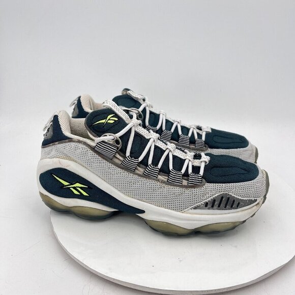 Vintage Reebok DMX Run Men Size 8.5 Silver Ultramarine White Neon Green Shoes - Picture 2 of 15